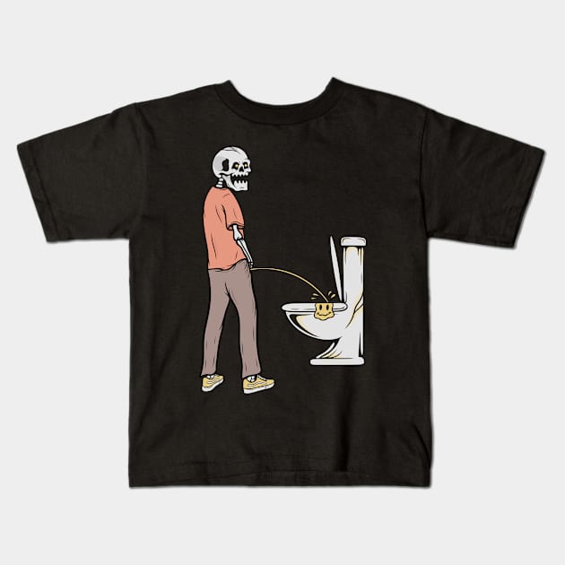 Skull toilet Kids T-Shirt by gggraphicdesignnn